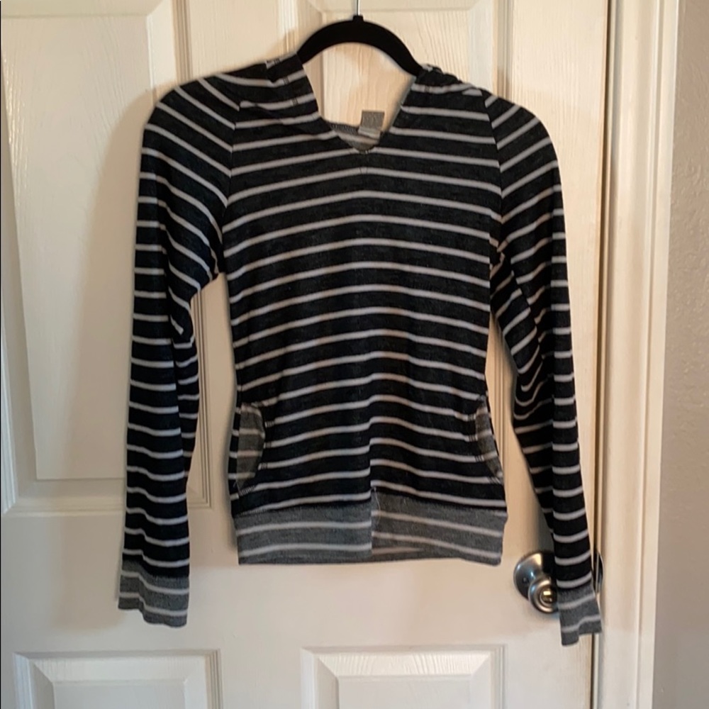 Gray and white stripe sweater